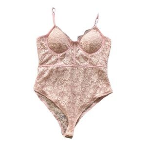 Vintage Pastel Pink Corset Style Stretch Bodysuit